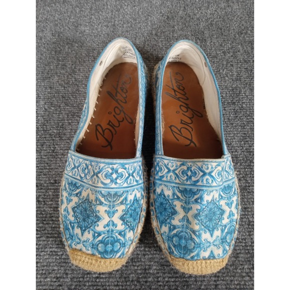 Brighton Shoes - Brighton Espadrille Flats Blue Belina Bali Canvas Bella Capri - Women Size 6M